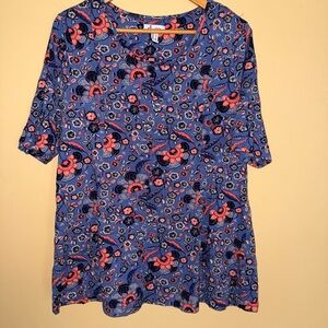 Denim&Co Blue Floral Blouse